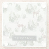 水彩冬の森シームレスパターン ガラスコースター (裏面)