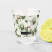 水彩冬の森シームレスパターン ショットグラス (正面)