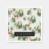 水彩冬の森シームレスパターン スタンダードカクテルナプキン (正面)