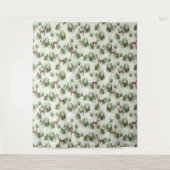 水彩冬の森シームレスパターン タペストリー (正面)