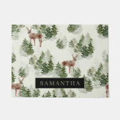 水彩冬の森シームレスパターン ドアマット (正面)