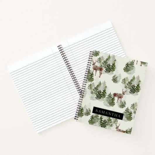 水彩冬の森シームレスパターン ノートブック (内部)