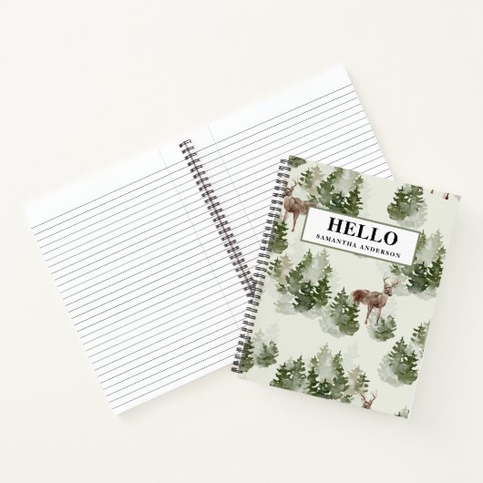 水彩冬の森シームレスパターン ノートブック (内部)