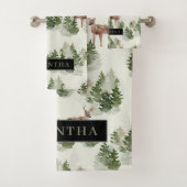 水彩冬の森シームレスパターン バスタオルセット (インサイチュ)