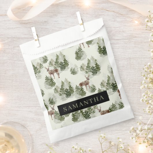 水彩冬の森シームレスパターン フェイバーバッグ (クリップ留めされた状態)