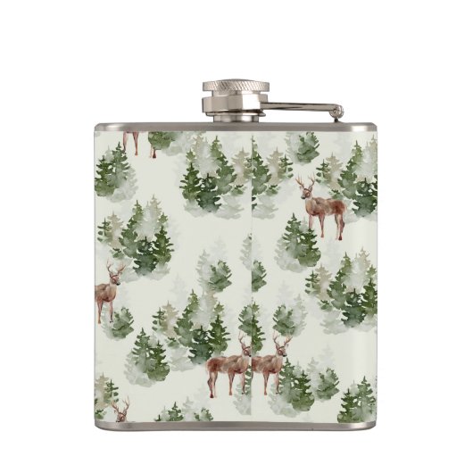 水彩冬の森シームレスパターン フラスク (裏面)