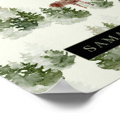 水彩冬の森シームレスパターン ポスター (角)