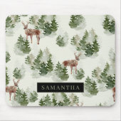 水彩冬の森シームレスパターン マウスパッド (正面)