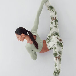 水彩冬の森シームレスパターン レギンス