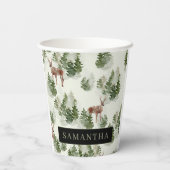 水彩冬の森シームレスパターン 紙コップ (裏面)