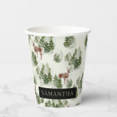 水彩冬の森シームレスパターン 紙コップ (正面)