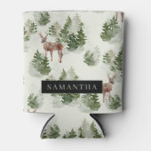 水彩冬の森シームレスパターン 缶クーラー (正面)