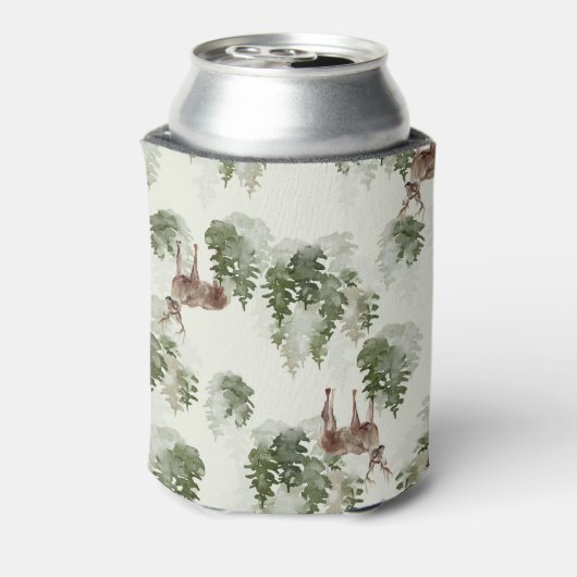 水彩冬の森シームレスパターン 缶クーラー (缶裏面)