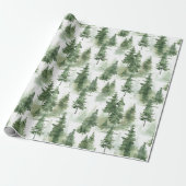 水彩冬の森パターン ラッピングペーパー (アンロールド)