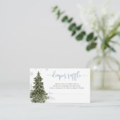 水彩冬の森ブルーおむつラッフルチケット エンクロージャーカード (スタンド正面)