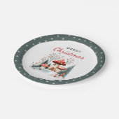 水彩冬の森メリークリスマス ペーパープレート (アングル)