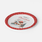 水彩冬の森メリークリスマス ペーパープレート (アングル)