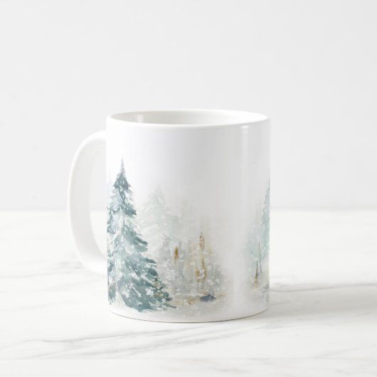 水彩冬の森 コーヒーマグカップ (正面左)