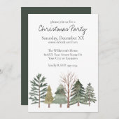 水彩冬の森 シンプルな木々 招待状 (正面/裏面)