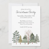 水彩冬の森 シンプル ツリー 招待状 (正面)