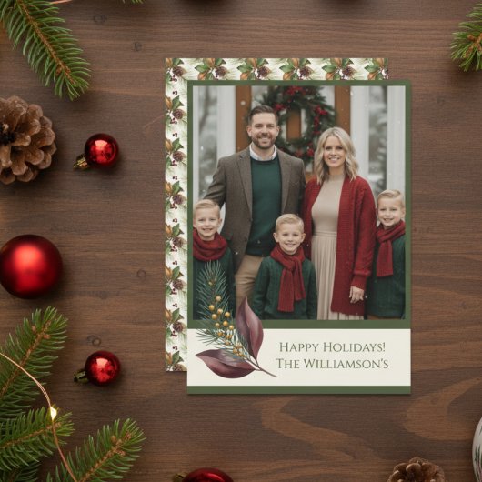 水彩冬の植物パターン シーズンカード