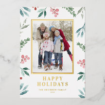 水彩冬の植物フレーム写真