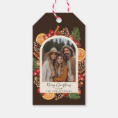 水彩冬の植物写真クリスマス ギフトタグ (正面)