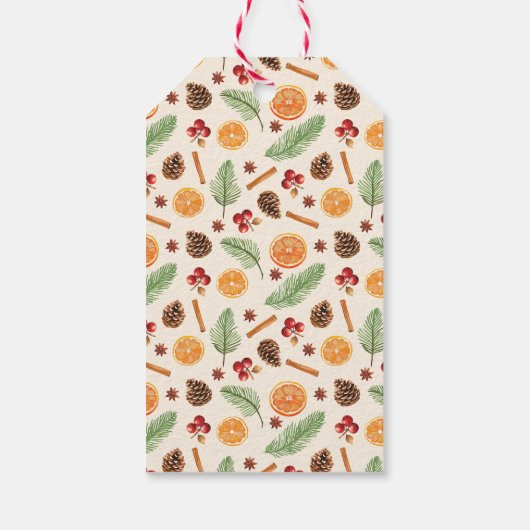 水彩冬の植物写真クリスマス ギフトタグ (裏面)