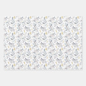 水彩冬の植物学スノーフレーククリスマス ラッピングペーパーシート (正面3)