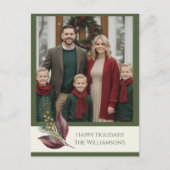 水彩冬の植物学パターン シーズンポストカード (正面)