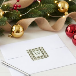 水彩冬の植物学パターン スクエアシール