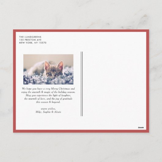 水彩冬の植物学メリークリスマスフォト シーズンポストカード (裏面)