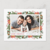 水彩冬の植物学メリークリスマスフォト シーズンポストカード (正面)