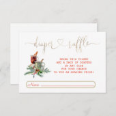 水彩冬の植物性金ゴールドおむつラッフル エンクロージャーカード (正面/裏面)