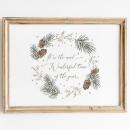 水彩冬の植物 ポスター