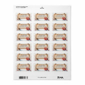 水彩冬の深紅色と木製の看板 ラベル (フルシート)