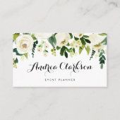 水彩冬の白い花ガーランド 名刺 (正面)