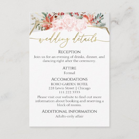 水彩冬の結婚式詳細 | RSVP | QRコード エンクロージャーカード (正面)