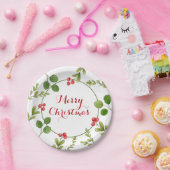 水彩冬の緑のクリスマスパーティー ペーパープレート (パーティー)