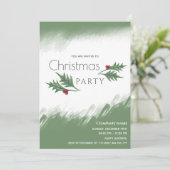 水彩冬の緑のクリスマスパーティー 招待状 (スタンド正面)