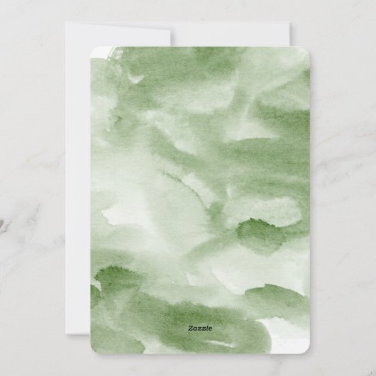 水彩冬の緑のクリスマスフォトカード シーズンカード (裏面)