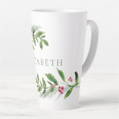 水彩冬の緑のクリスマスモダン カフェラテマグ (右アングル)