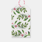 水彩冬の緑のクリスマスモダン ギフトタグ (裏面)