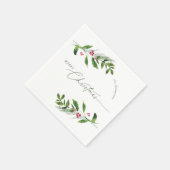 水彩冬の緑のクリスマスモダン スタンダードカクテルナプキン (角)