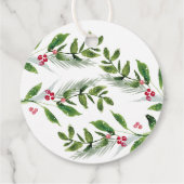 水彩冬の緑のクリスマスモダン フェイバータグ (裏面)