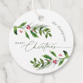 水彩冬の緑のクリスマスモダン フェイバータグ (正面)