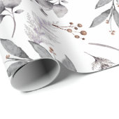 水彩冬の緑のクリスマス ラッピングペーパー (ロールコーナー)