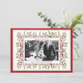 水彩冬の緑のフレームのクリスマスカード サンキューカード (スタンド正面)