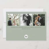 水彩冬の緑のフレームのクリスマスカード サンキューカード (裏面)