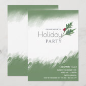 水彩冬の緑のホリデーパーティー 招待状 (正面/裏面)